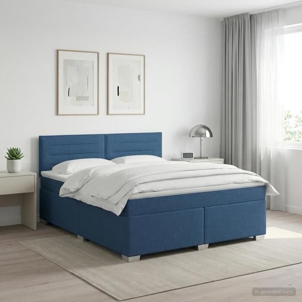 Maison Exclusive - Boxspring säng med madrass Blå 140 x 200 cm Tyg Blå