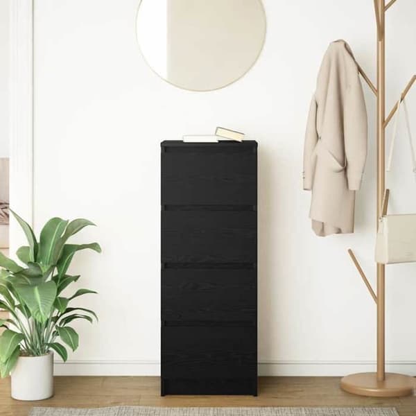 Maison Exclusive - Buffet i sort egetræ 37,5x35x99 cm i ingeniørtræ svart ek