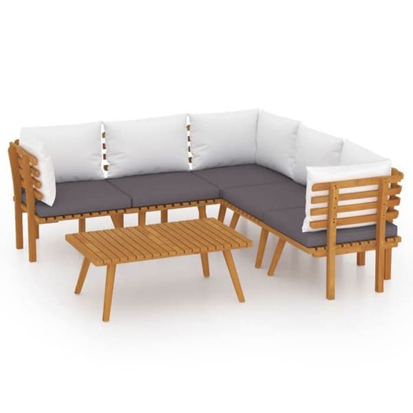 Maison Exclusive - Havegruppe 6 stk med puder i solid akacietræ