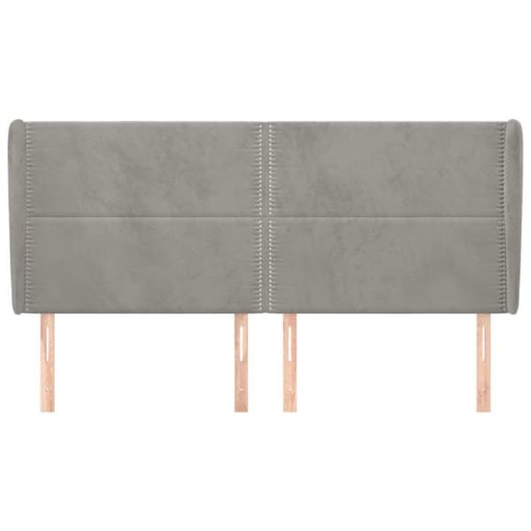 Maison Exclusive - Päätylevy korvilla Vaaleanharmaa 203x23x118/128 cm Sametti