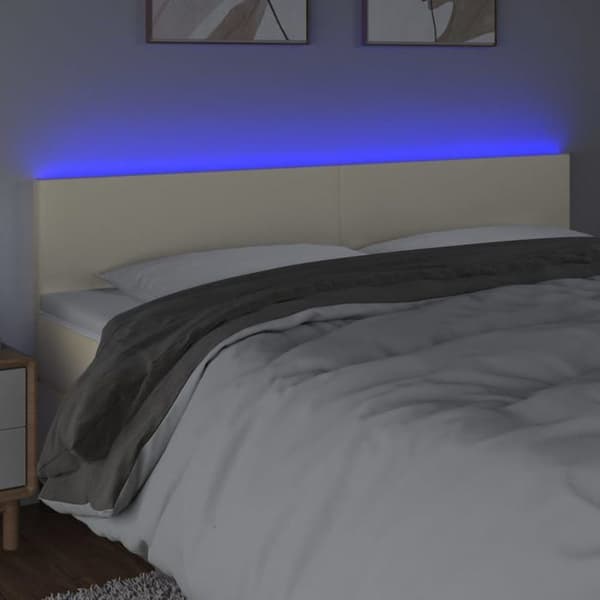 Maison Exclusive - LED Hovedgærde Creme 200x5x78/88 cm Simililæder