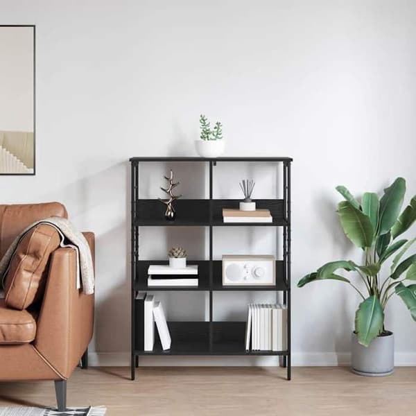 Maison Exclusive - Reol 6 niveauer 82 x 32 x 112 cm Ingeniørtræ Sort eg