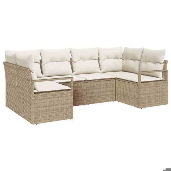 Trädgårdsmöbelset - EXKLUSIV HEM - 6 delar - Beige - Hållbar polyrotin - Modulär, stålram beige