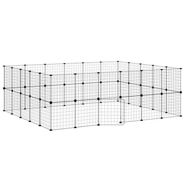 Maison Exclusive - Kæledyrbur med 44 paneler og dør Sort 210x175x70 cm