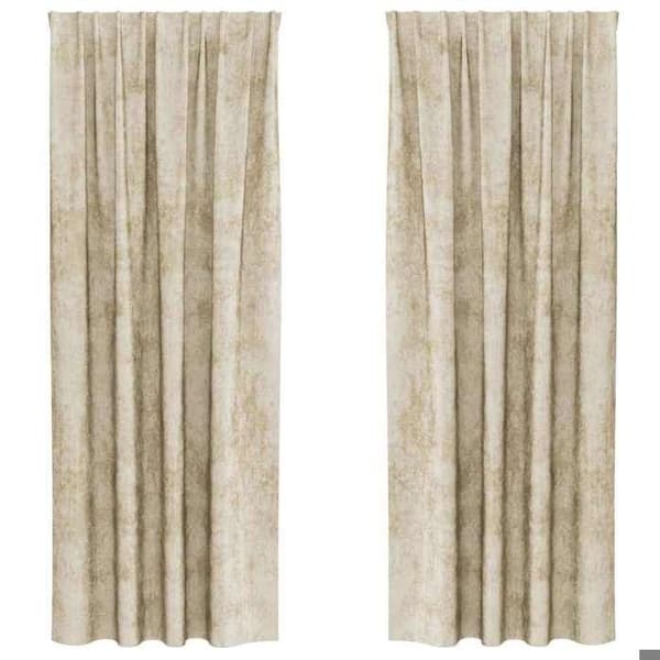 Maison Exclusive - Gardiner i sammet 2 st Kräm 225 x 140 cm Sammet Grädde