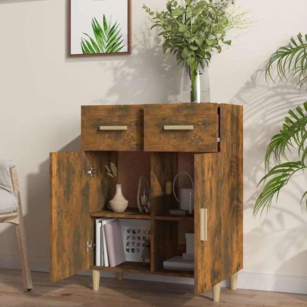 Maison Exclusive - Buffé Ek rökt 69,5x34x89 cm Ingenjörsträ