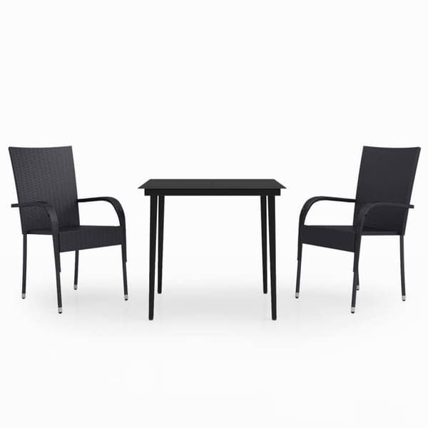 Maison Exclusive - 3 osan musta puutarhakalustesarja