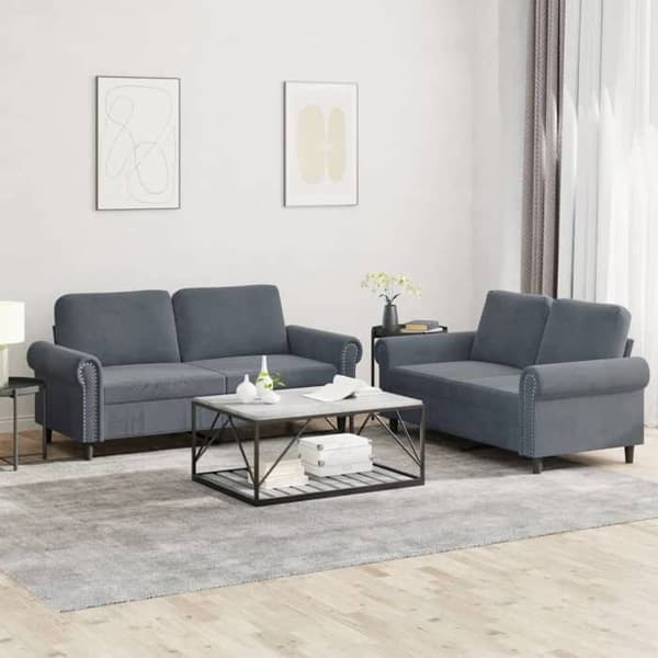 Maison Exclusive - Sæt af 2 sofaer med puder Mørkegrå Velour