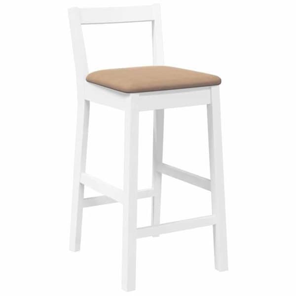 Maison Exclusive - Barstolar med kuddar 2 st vit massiv gummiträ Vit