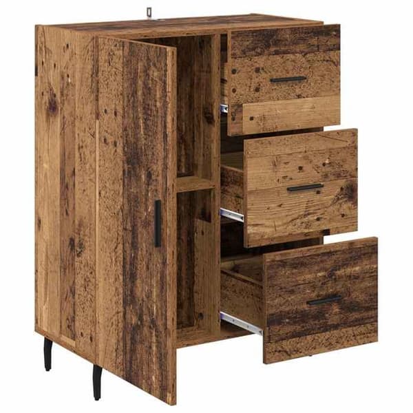 Buffet bas - EKSKLUSIVT HUS - 69,5 x 34 x 90 cm - Ingeniørtræ - Jernben - Indbyggede hylder