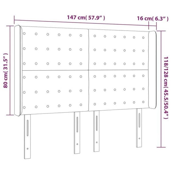 Maison Exclusive - LED Hovedgærde Sort 147x16x118/128 cm Velour Svart