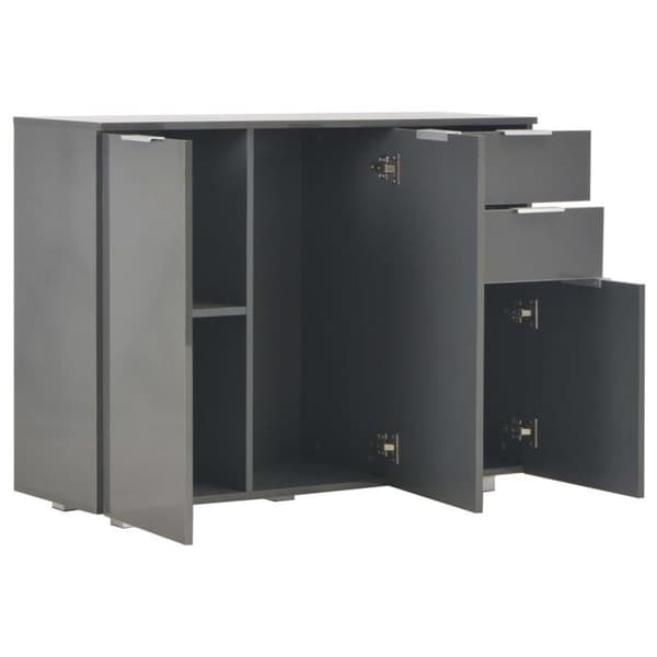 Buffet - Maison Exclusive - Glansgrå - 3 døre & 2 skuffer - 107 x 35 x 80,5 cm Glänsande grå