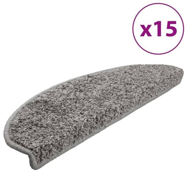Trappe tæppe - Eksklusivt hjem - 15 stykker - 65 x 21 x 4 cm - Vaskbart skridsikkert grå Grå