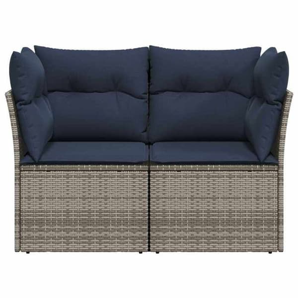 Maison Exclusive - Trädgårdssoffa 2 platser med grå kuddar i flätad resin Grå