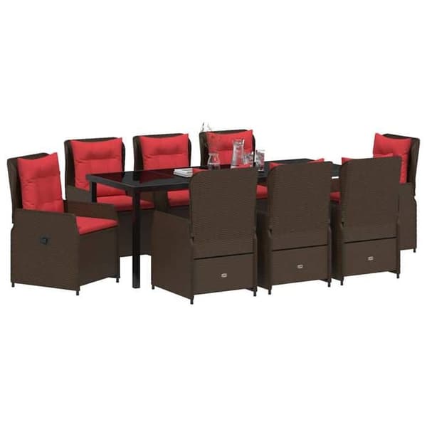 Maison Exclusive - 9 pc spisebordssæt til haven i brun poly rattan brun