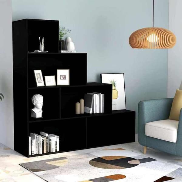 Maison Exclusive - Bibliotek/Rumseparator Sort Ingeniørtræ