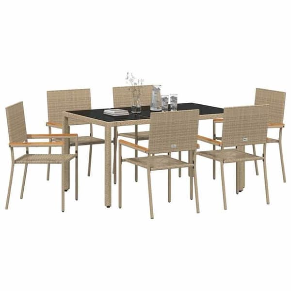 Maison Exclusive - 7 pc spisestue sæt til haven i beige polyrotin beige