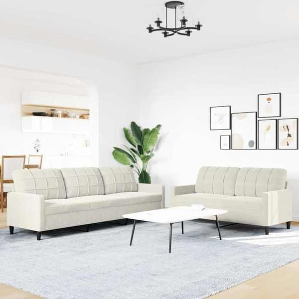 Maison Exclusive - 2 kpl:n sohvasetti tyynyillä, kerma sametti