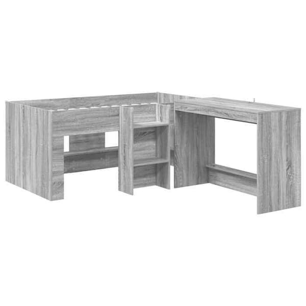 Maison Exclusive - Hög säng för barn med skrivbord 2 st Sonoma grå