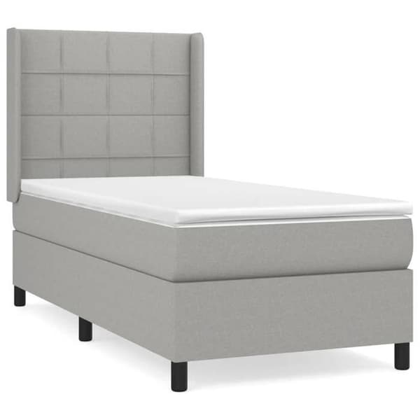 Maison Exclusive - Seng med lameller og madras Lys grå 80x200 cm Stof