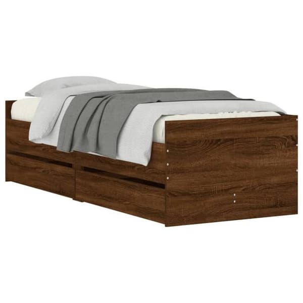 Maison Exclusive - Sengestel uden madras i brunt egetræ 75x190 cm