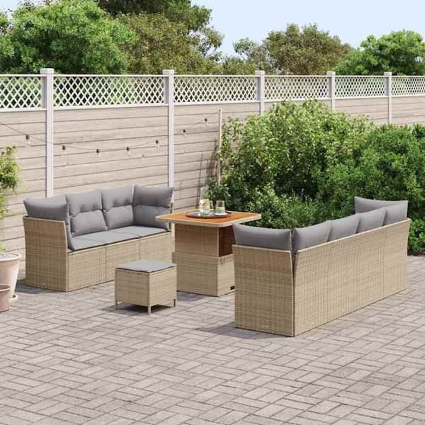 Maison Exclusive - 10 osan beige ja vaaleanharmaa puutarhakalustesarja