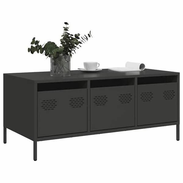 Maison Exclusive - Sort sofabord 101,5x50x43,5 cm koldvalset stål