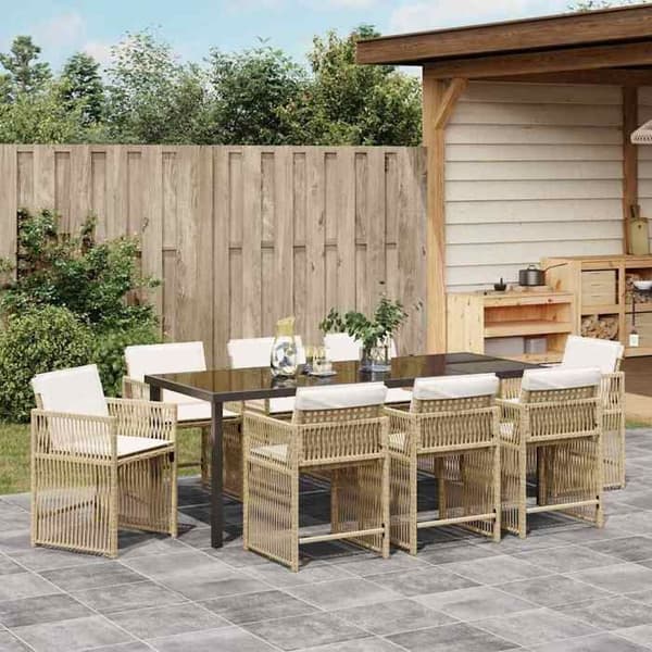 Maison Exclusive - 9 pc spisestue sæt til haven i beige polyrotin beige