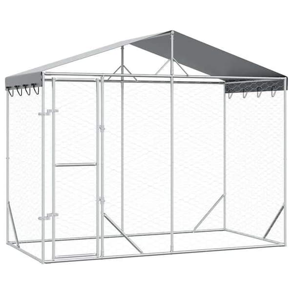 Maison Exclusive - Utomhus hundhus med silvertak 3x1,5x2,5 m Silver