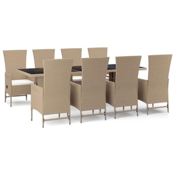 Maison Exclusive - Puutarhakalusteryhmä ja tyynyt 9 kpl beige Polyrottinki beige