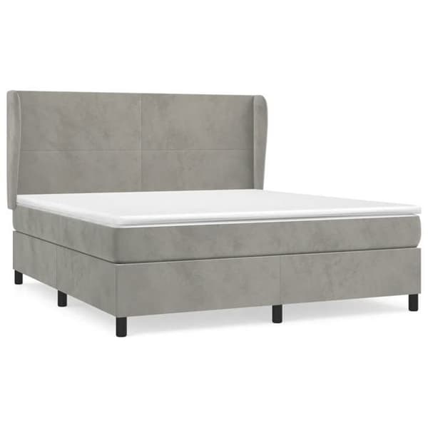 Maison Exclusive - Seng solid bund med socker og madras Grå 160x200cm Velour
