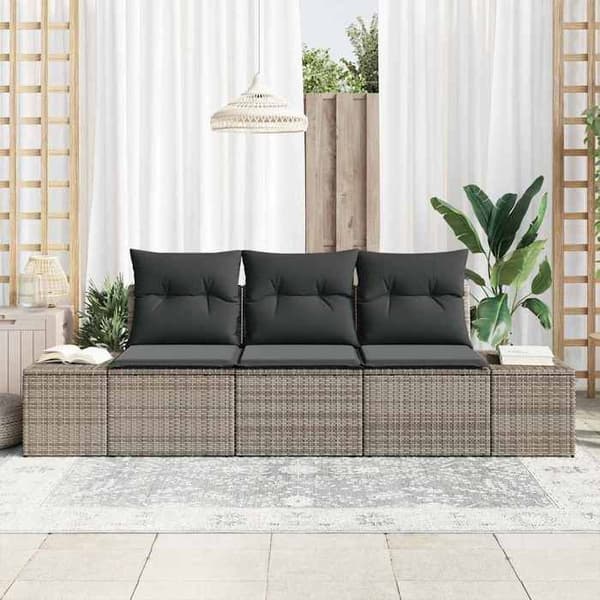 Maison Exclusive - Sæt af 3 pc have-sofa i grå polyrotin