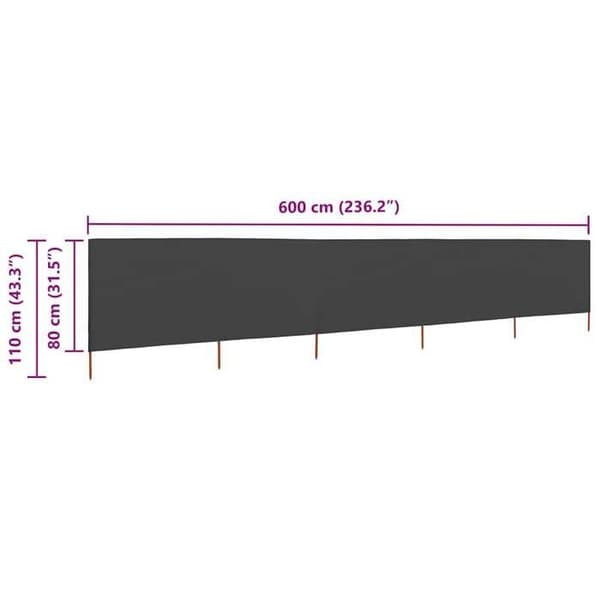 Maison Exclusive - Skärm 5 paneler Tyg 600 x 80 cm Antracit