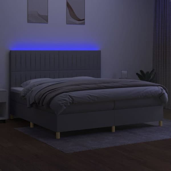 Maison Exclusive - Lamelseng madras og LED Lys Grå 200x200 cm