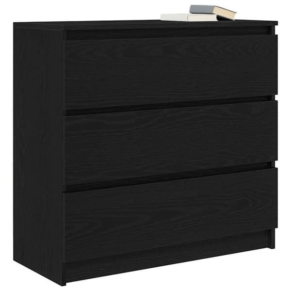Maison Exclusive - Buffet i sort egetræ 80x35x76 cm i ingeniørtræ