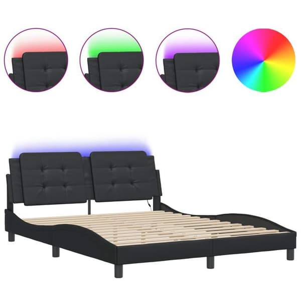 Maison Exclusive - Sängram med LED utan madrass Zadar svart 160x200 cm