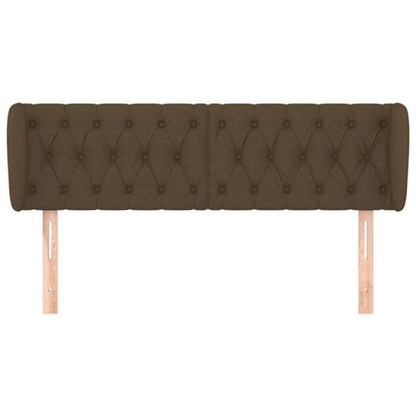 Sänggavel - Med öron - Mörkbrun - Polyester tyg - Justerbar höjd 78/88 cm mörkbrun