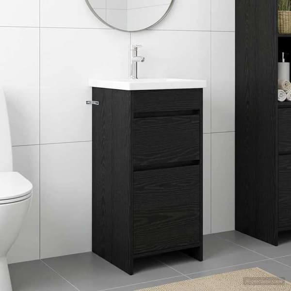 Maison Exclusive - Badeværelsesmøbel med vask, Sort eg 42 x 40 x 84,5 cm