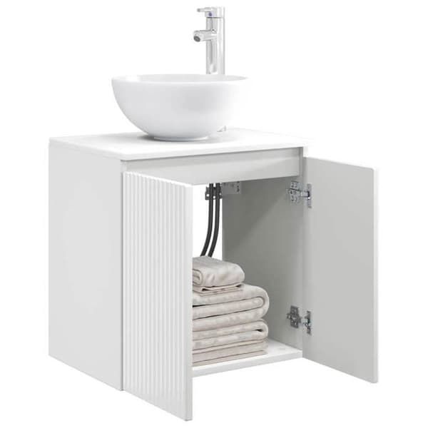 Maison Exclusive - Väggmonterad handfatsspegel i blank vit 49,5 x 41 x 64,5 cm