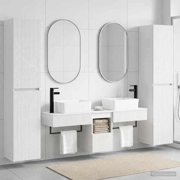 Maison Exclusive - 5-delars badrumsinredning i blankt vitt
