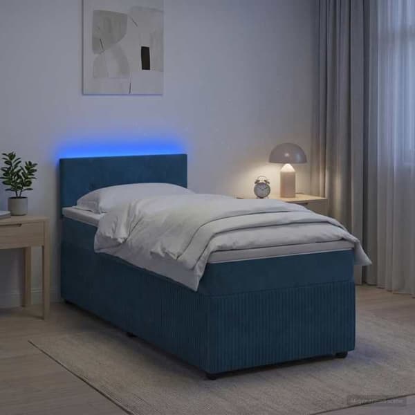 Maison Exclusive - Boxspring säng med madrass Blå 90 x 200 cm Sammet Blå