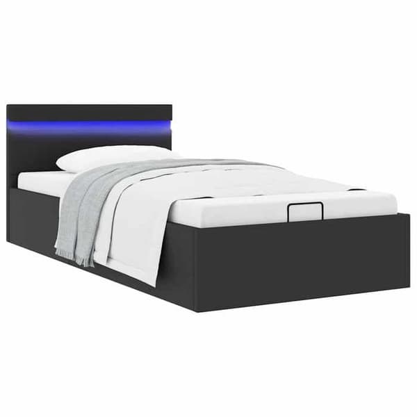 Maison Exclusive - Sengebund med hydraulisk opbevaring uden madras med sort LED Svart
