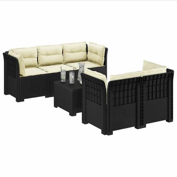 Havemøbel - EKSKLUSIV HUS - 5 pladser - Rattan-look PP - UV-resistent - Grå