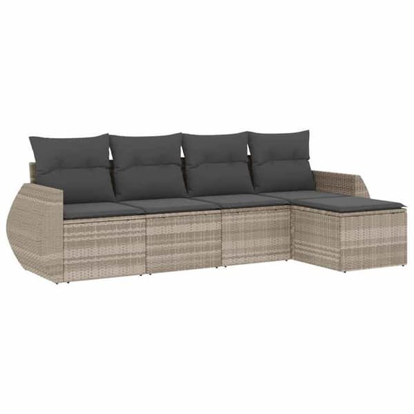 Maison Exclusive - Trädgårdsmöbler 5 delar med ljusgrå kuddar i flätad resin