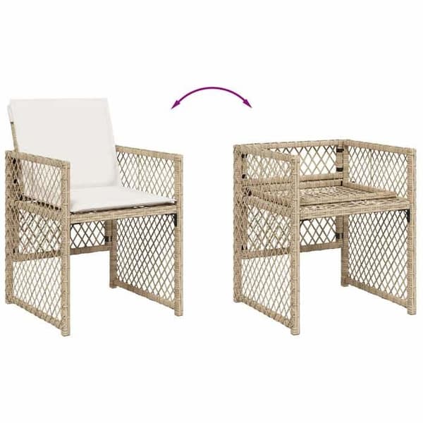 Maison Exclusive - Puutarhakalusteryhmä ja tyynyt 9 kpl beige Polyrottinki