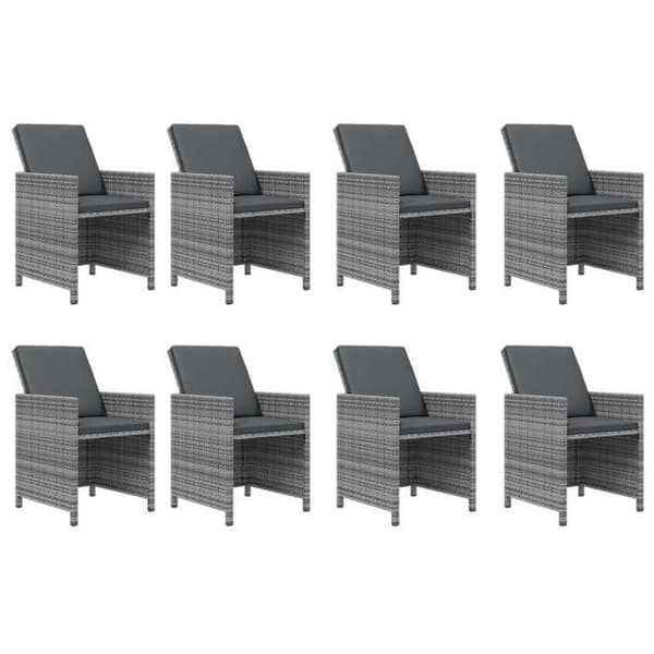Ensemble bord och stolar - Maison Exclusive - Grå flätad resin - Pulverlackerad stål - 8 personer grå