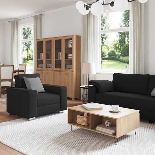 Maison Exclusive - Soffa 3 delar Svart tyg Svart