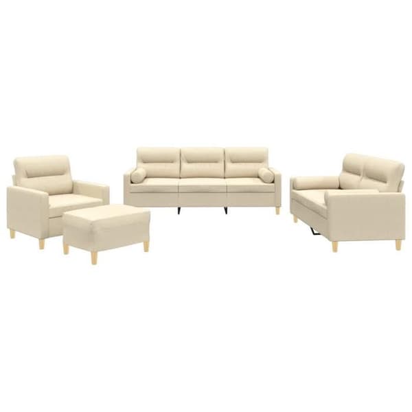 Maison Exclusive - Sæt af 4 sofaer med cremefarvede puder i stof