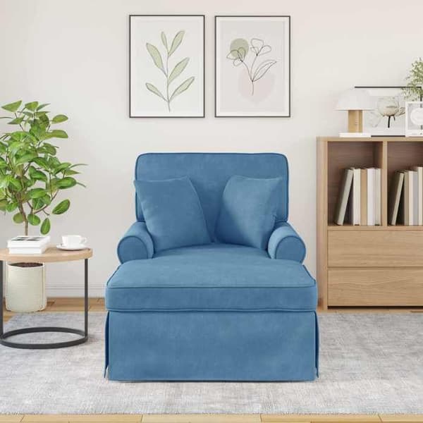 Maison Exclusive - Chaise lounge med skørt 3 pc Blå Velour