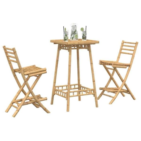 Utebarset - EXKLUSIVT HUS - Fällbart utomhusbarset 3 delar - Bambu - Ergonomisk ryggstöd - Fällbar